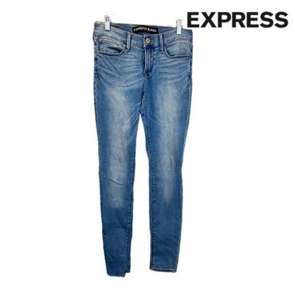 Express Jeans Women’s Classic Mid‎ Rise Denim Jeans Leggings with Back Pockets - Picture 1 of 6